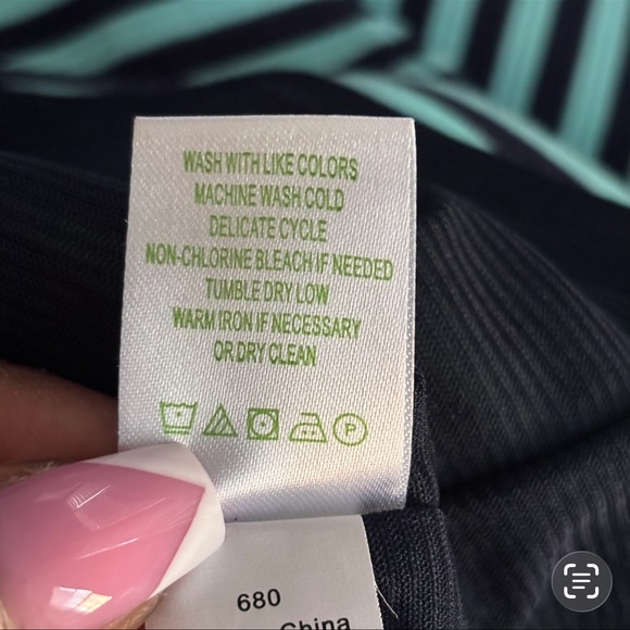 LILLY PULITZER Brielle Navy & Teal Stripe Dress M Fit & Flare Preppy - Picture 11 of 12